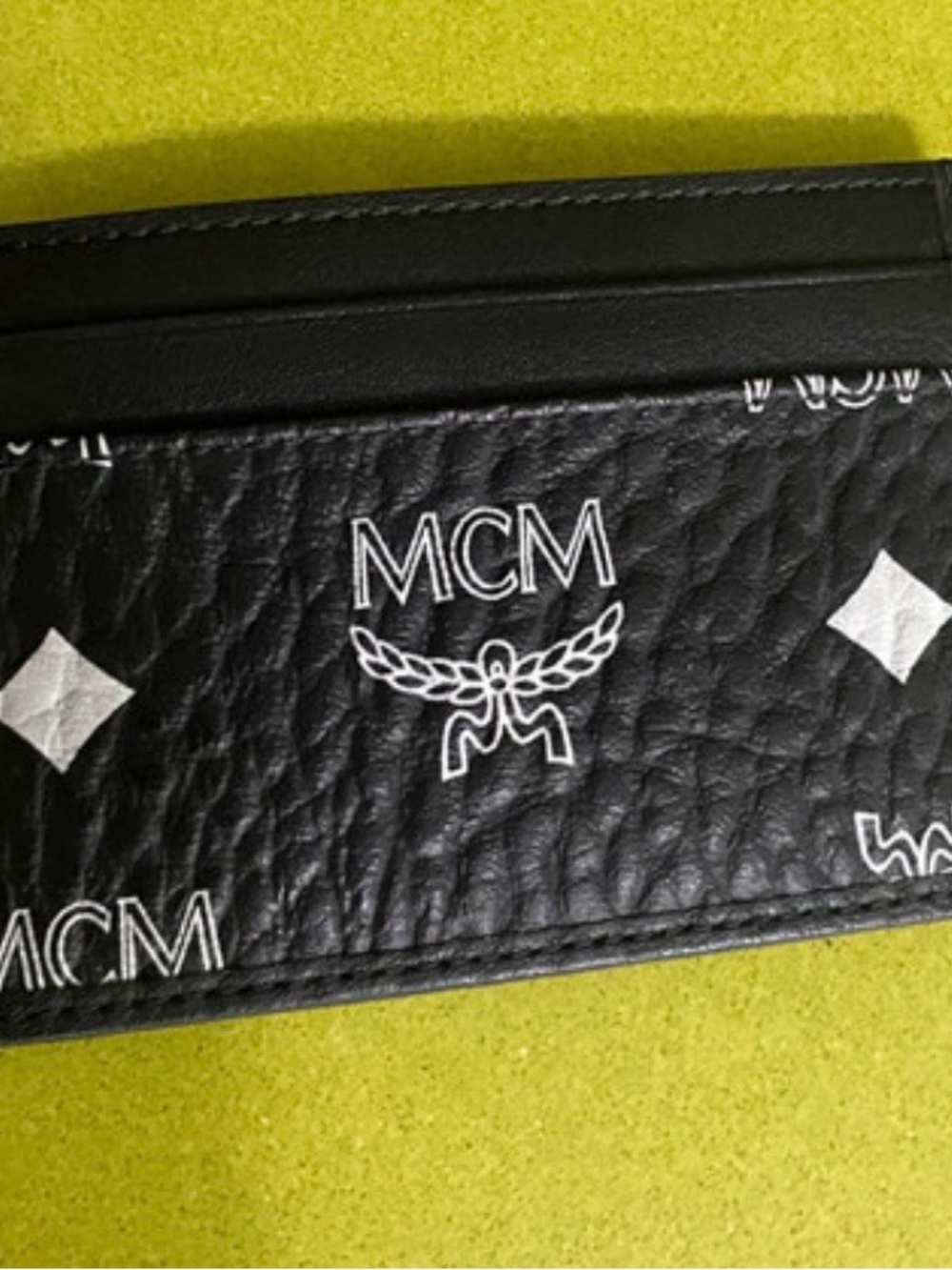 MCM Black Leather Card & Logo Sleeve